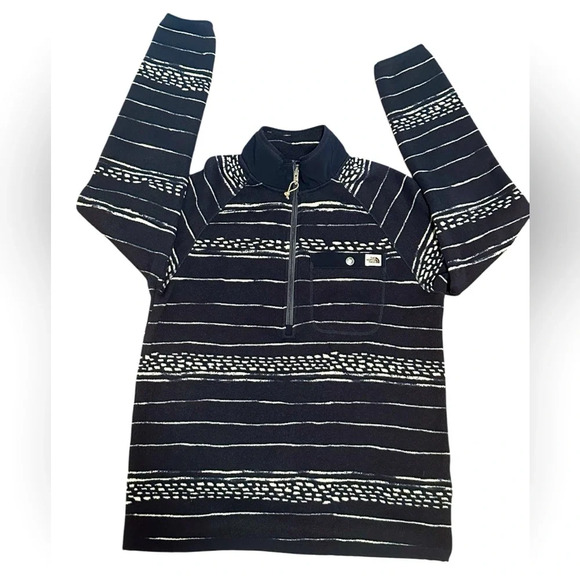 The North Face Men’s Striped Fleece Quarter Zip Pullover Sweater Size Medium - Picture 1 of 6